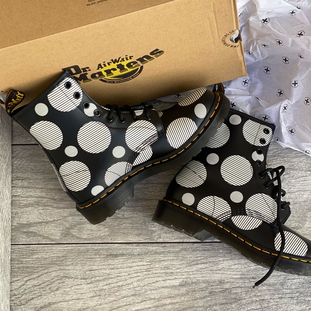 Dr martens polka dot lace up combat leather boot size US7 - Picture 4 of 6